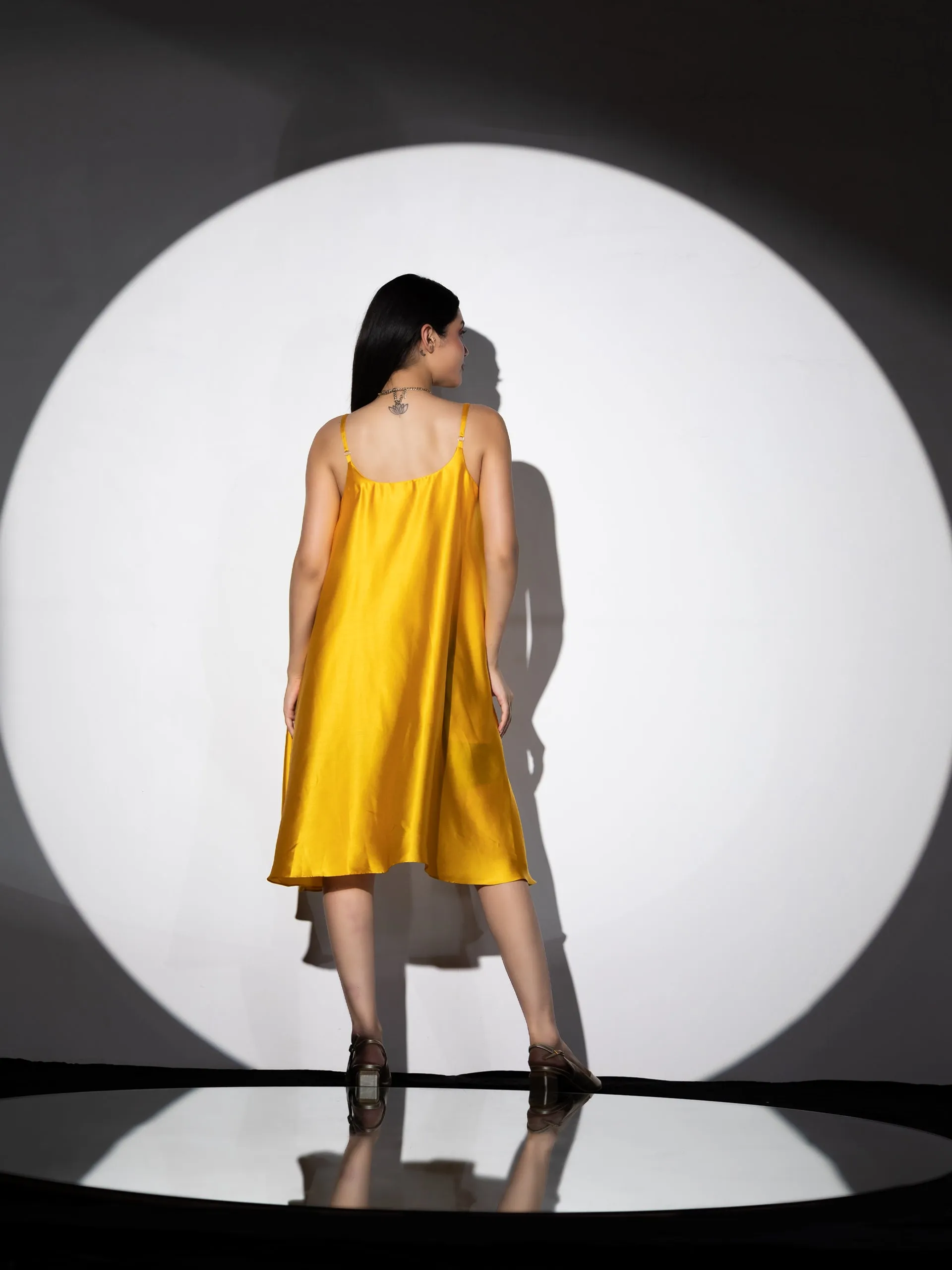 1pc | Spaghetti Yellow Satin Dress