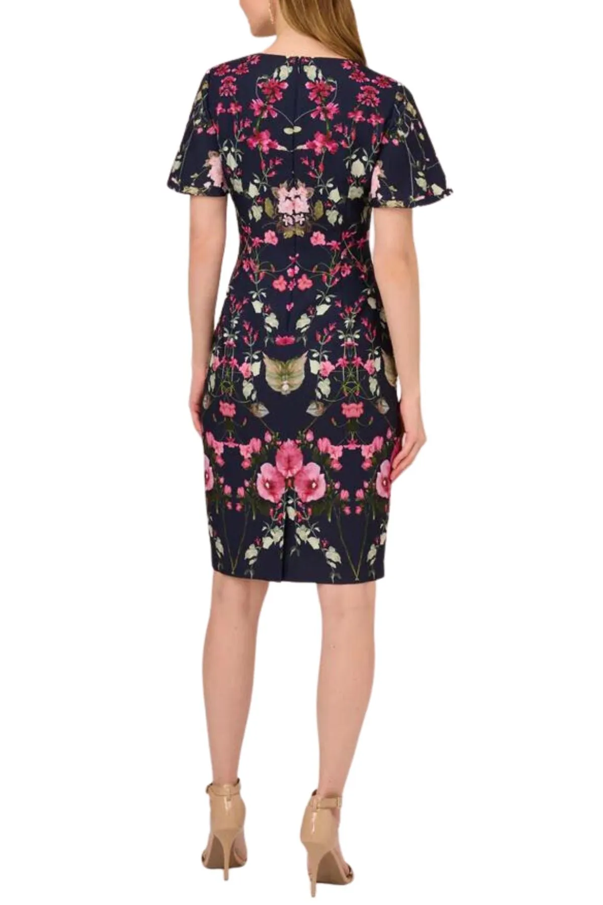 Adrianna Papell floral print crepe midi-length sheath dress