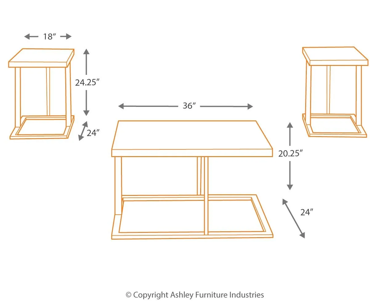 Airdon - Bronze Finish - Occasional Table Set (3/CN)