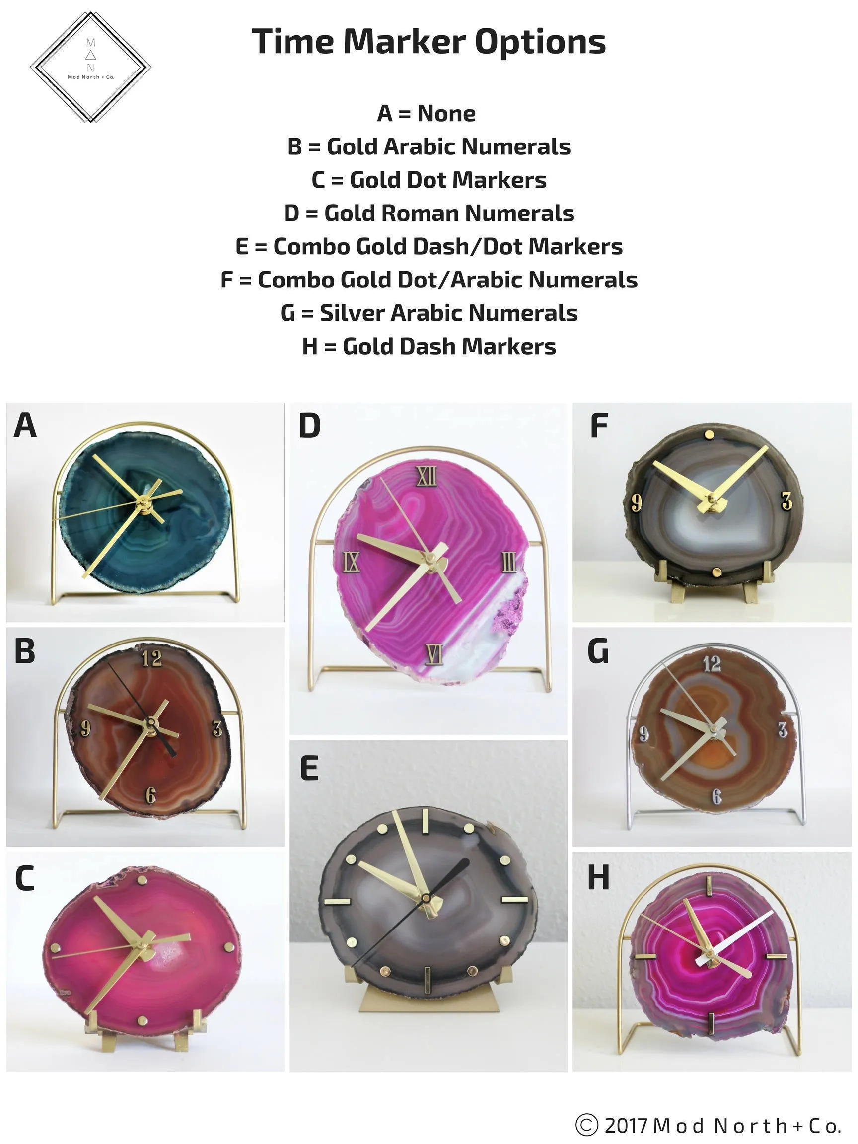 Amber Agate Desk Clock