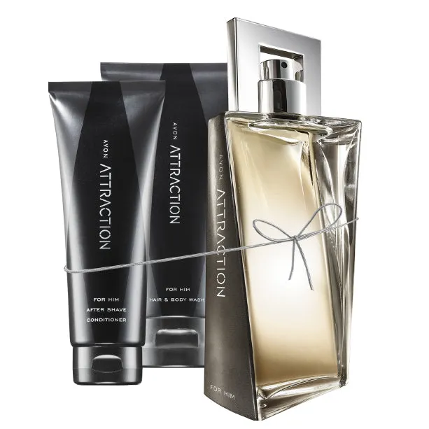 Avon Attraction for Him EDT & Aftershave & Hair&Body Wash Gift Set / Box