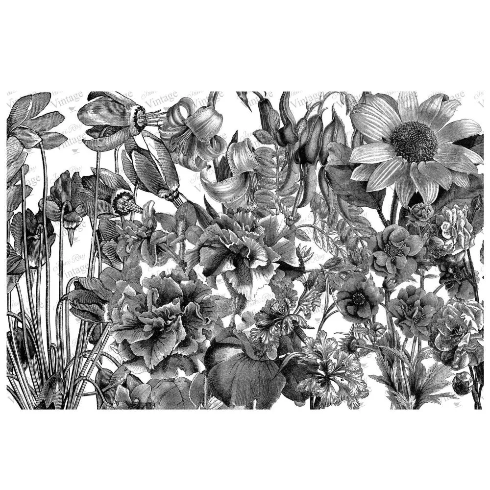Black and White Floral Decoupage Paper - JRV Stencil Co