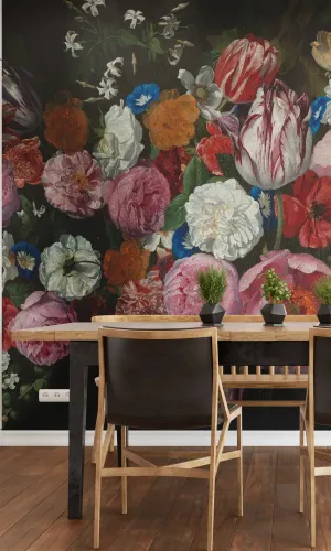 Black Bold Wild Roses Floral Wallpaper RM2079