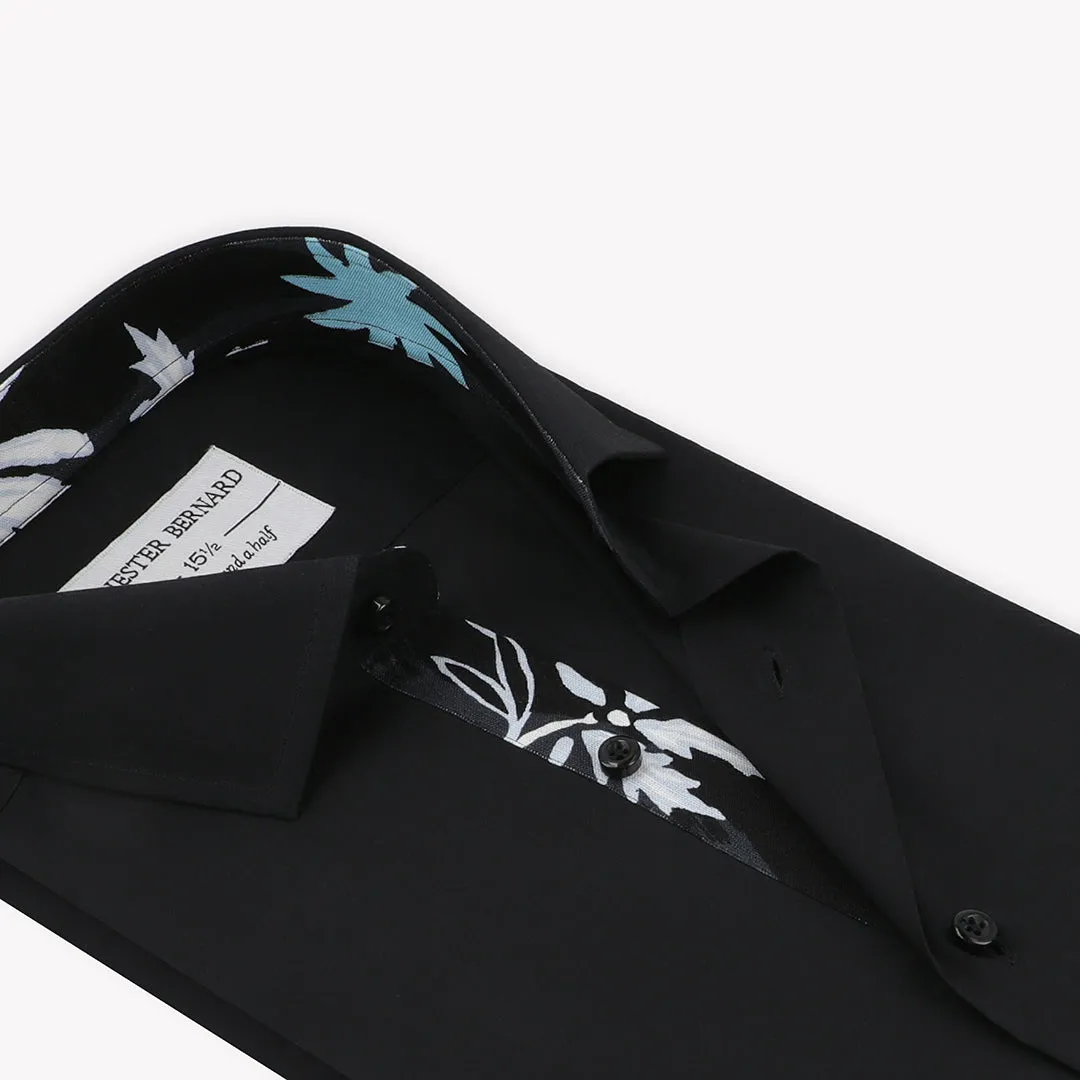 Black With Multi Flower Print Casual Shirt OL-157