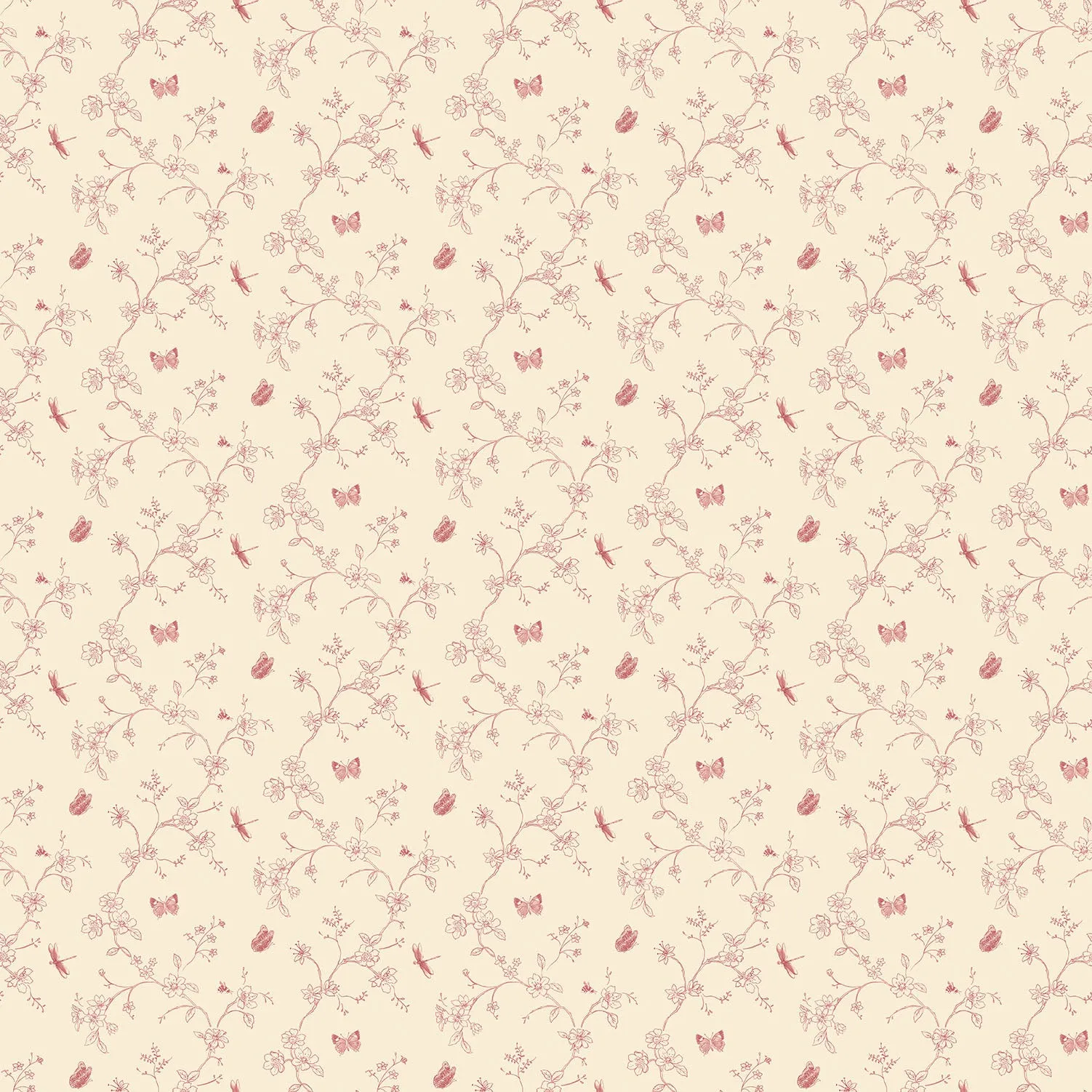 Butterflies & Dragonflies Red Wallpaper from the Miniatures 2 Collection