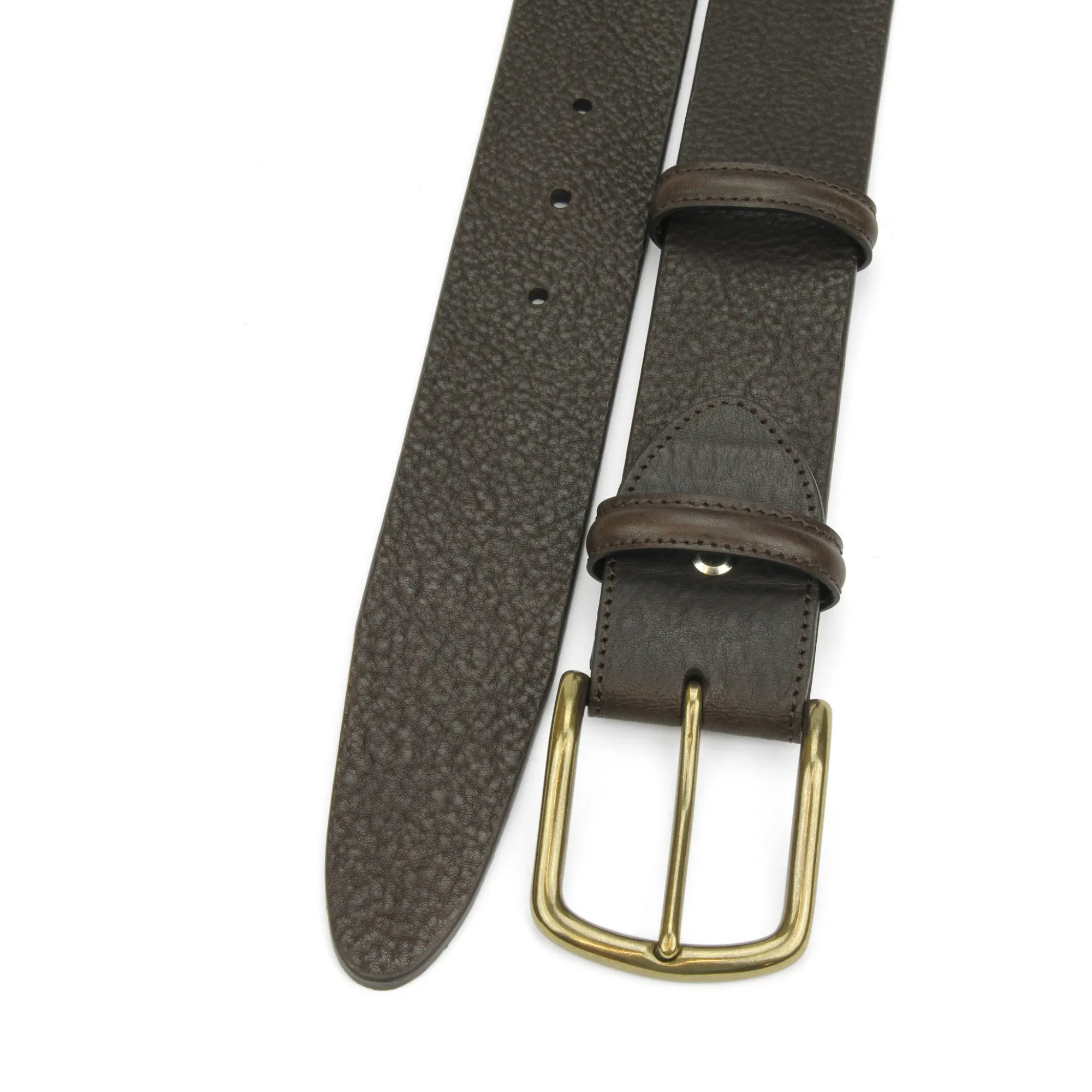 Classic Tumbled Dark Brown Aged Brass Buckle Belt