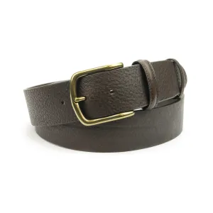 Classic Tumbled Dark Brown Aged Brass Buckle Belt