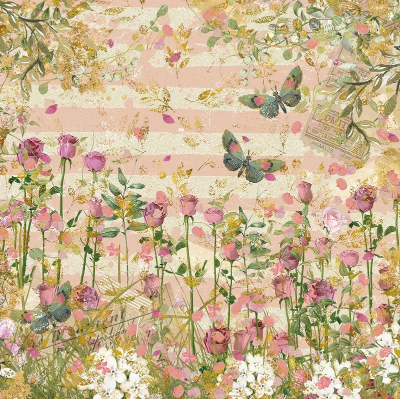 Crafter's Companion Nature's Garden Vintage Rose Paper Pad 6"X6"
