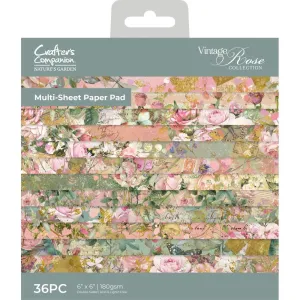 Crafter's Companion Nature's Garden Vintage Rose Paper Pad 6"X6"