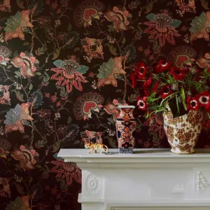 Custom Mural Antique Dark Bold Flowers Wallpaper (㎡)