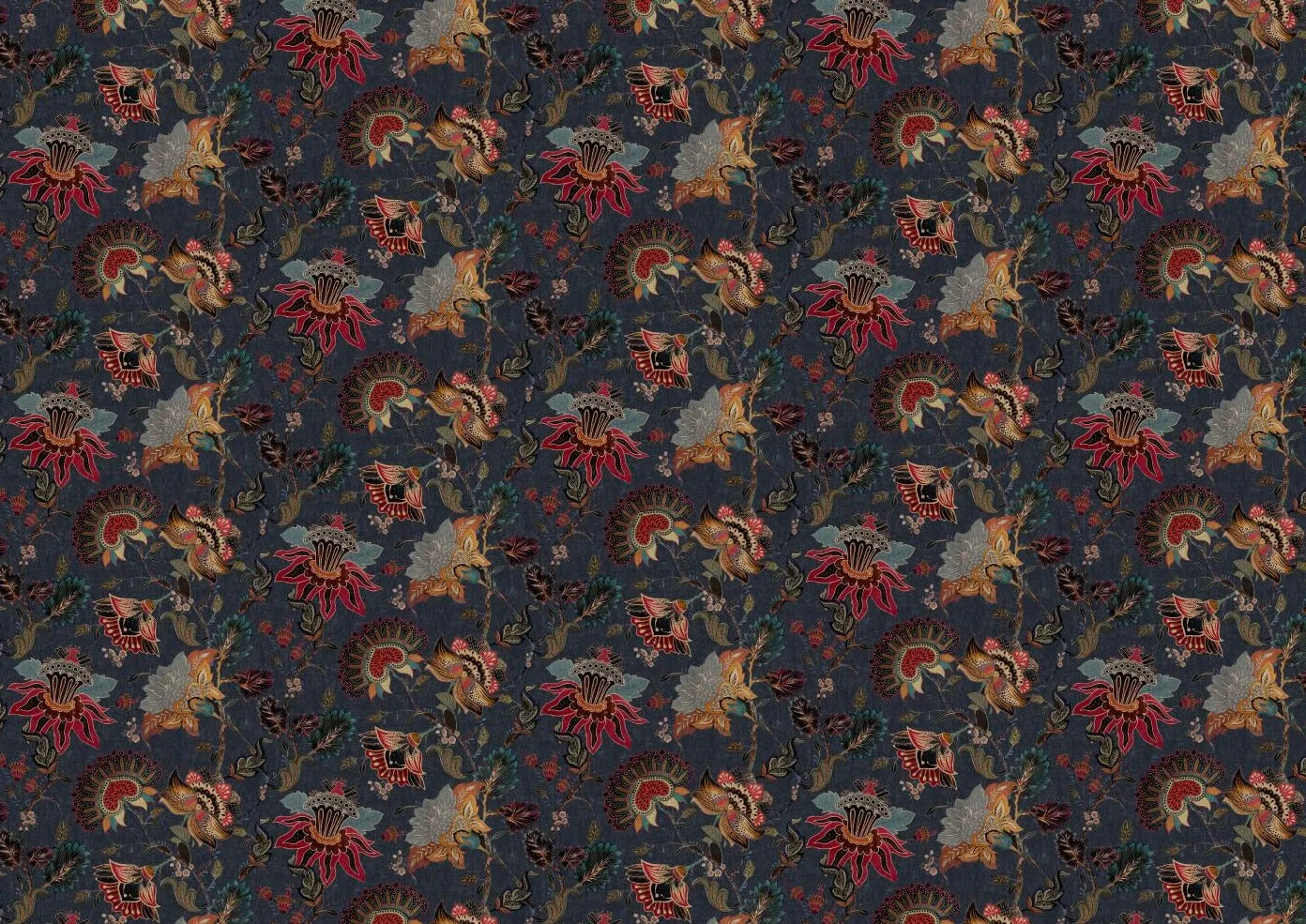 Custom Mural Antique Dark Bold Flowers Wallpaper (㎡)