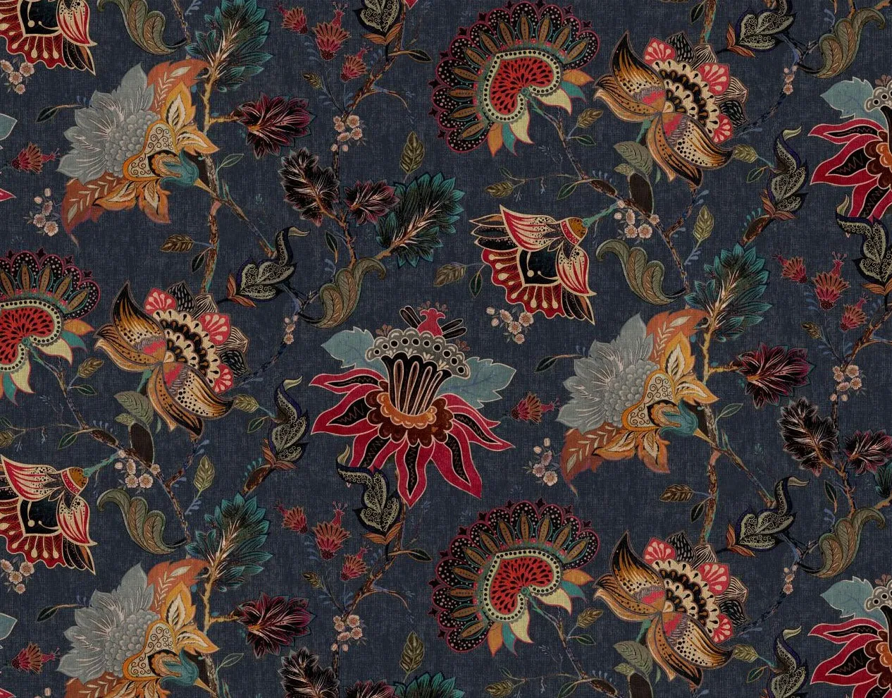 Custom Mural Antique Dark Bold Flowers Wallpaper (㎡)