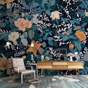 Custom Mural Wallpaper American Style Retro Bold Flowers (㎡)