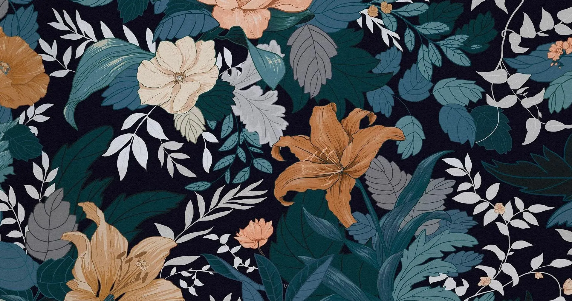 Custom Mural Wallpaper American Style Retro Bold Flowers (㎡)