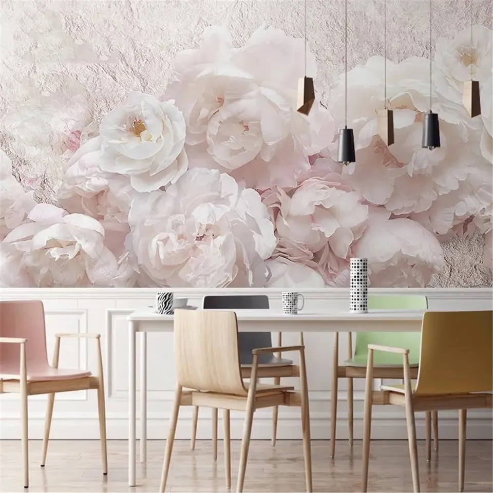 Custom Wallpaper Bold Blossoms Pink Floral Mural (㎡)