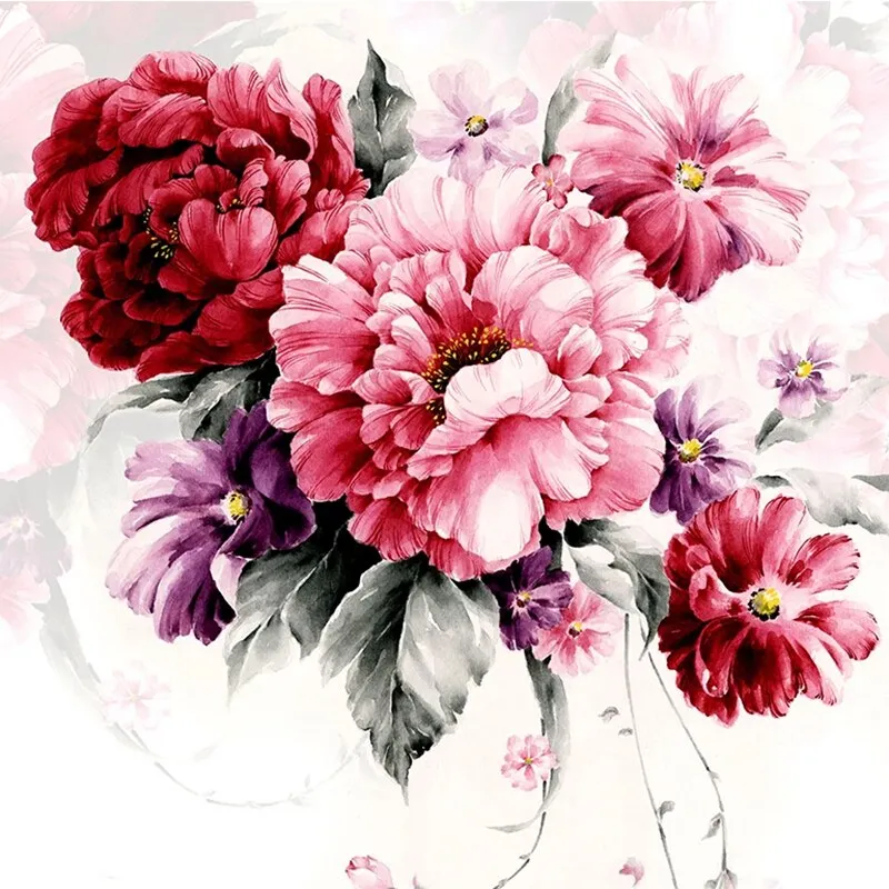 Custom Wallpaper Mural Watercolor Bold Flowers (㎡)