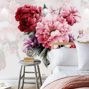 Custom Wallpaper Mural Watercolor Bold Flowers (㎡)