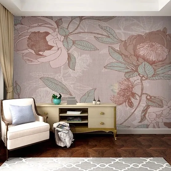 Custom Wallpaper Vintage Bold Floral Wall Mural (㎡)
