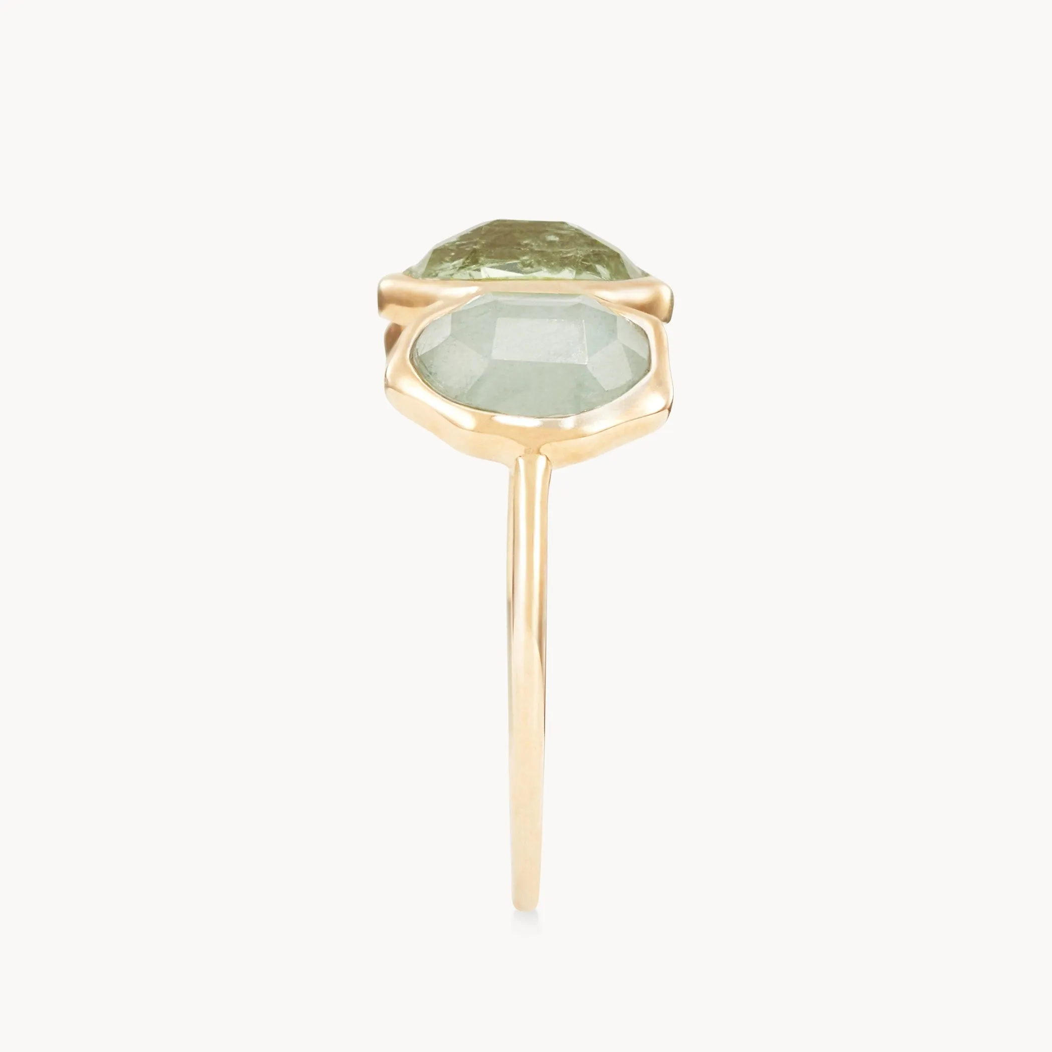 earth element mood ring - 14k yellow gold, natural gemstones