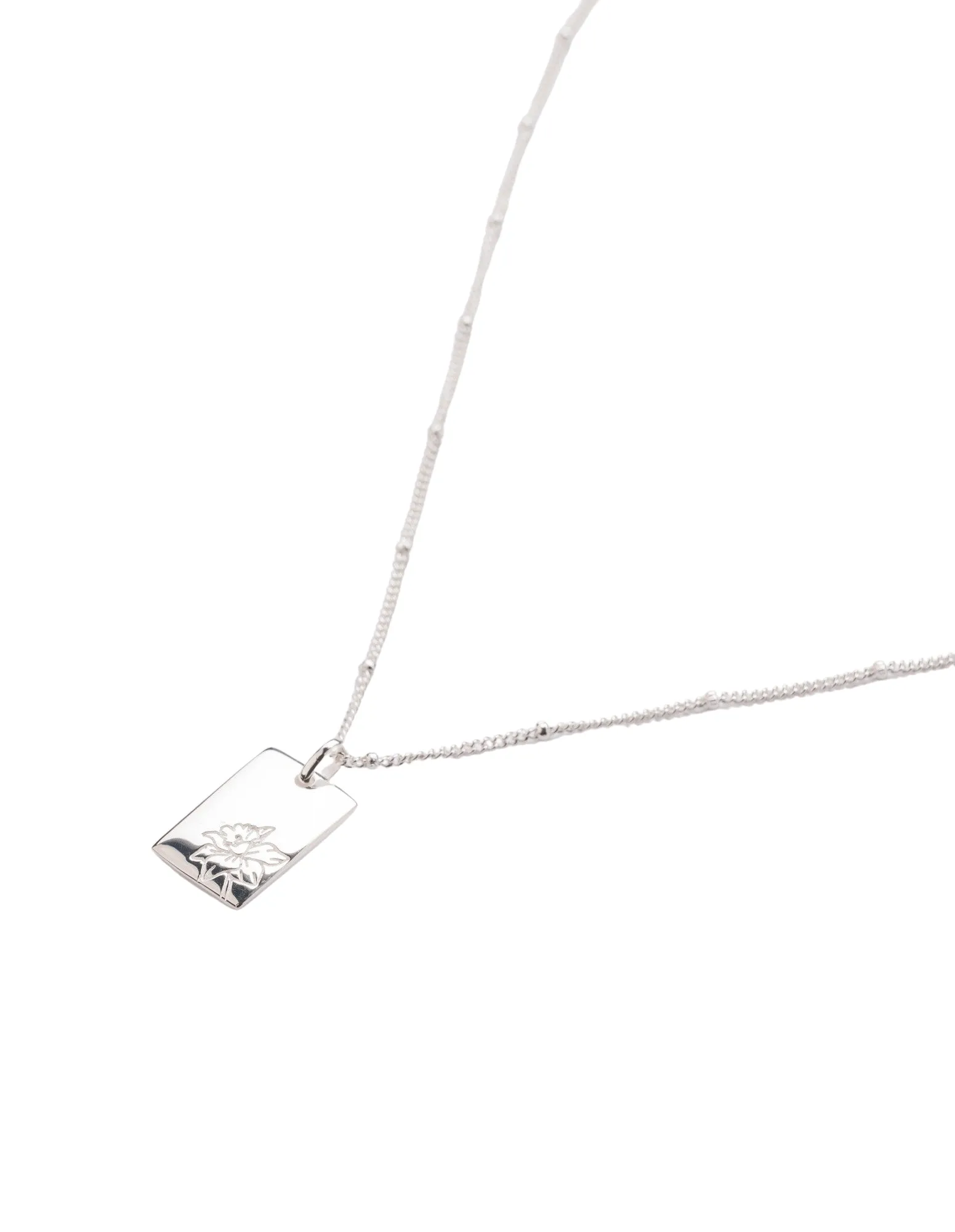 Elly Lou March Flower Necklace- Silver