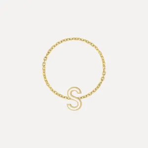 Enamel Letter Chain Ring