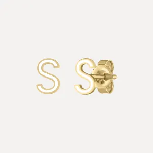 Enamel Letter Stud Earrings