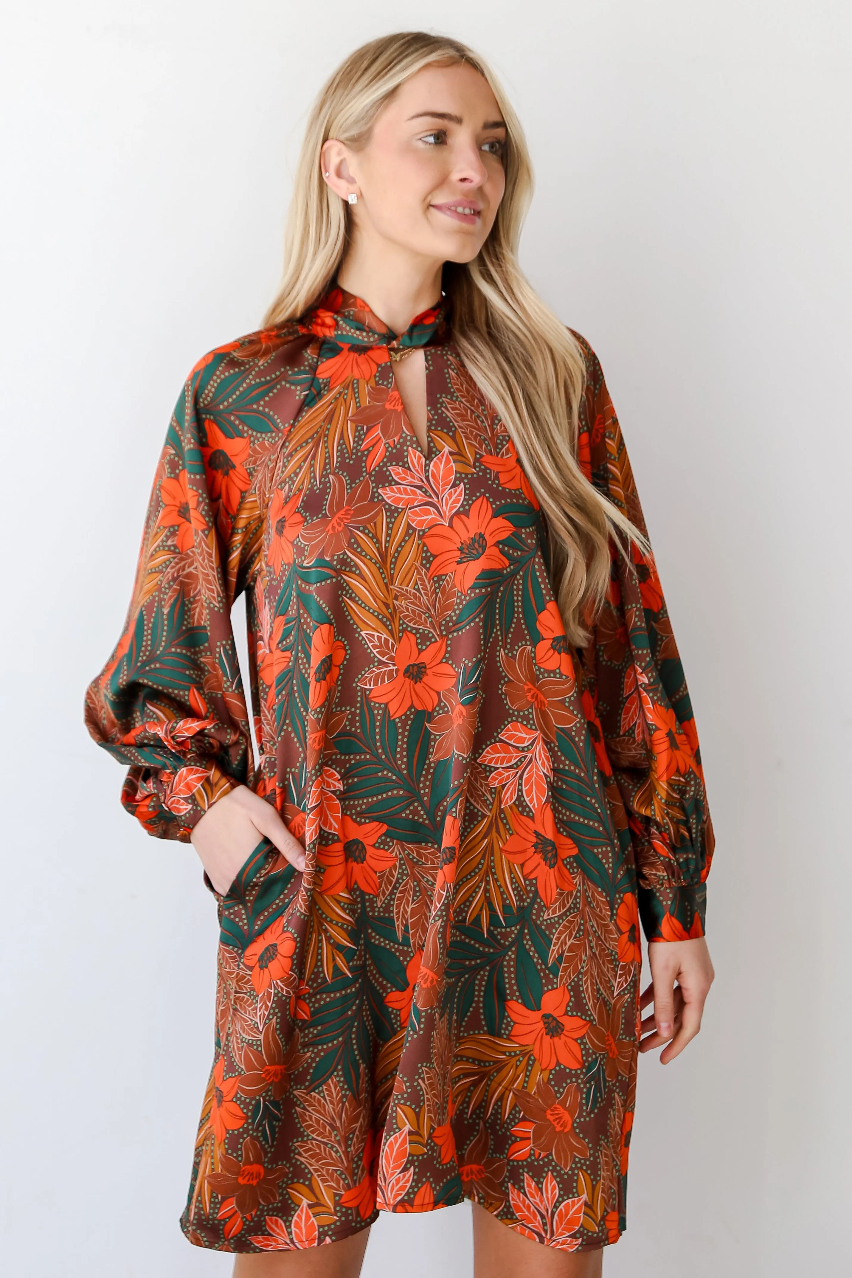 FINAL SALE - Season Of Sophistication Floral Satin Mini Dress