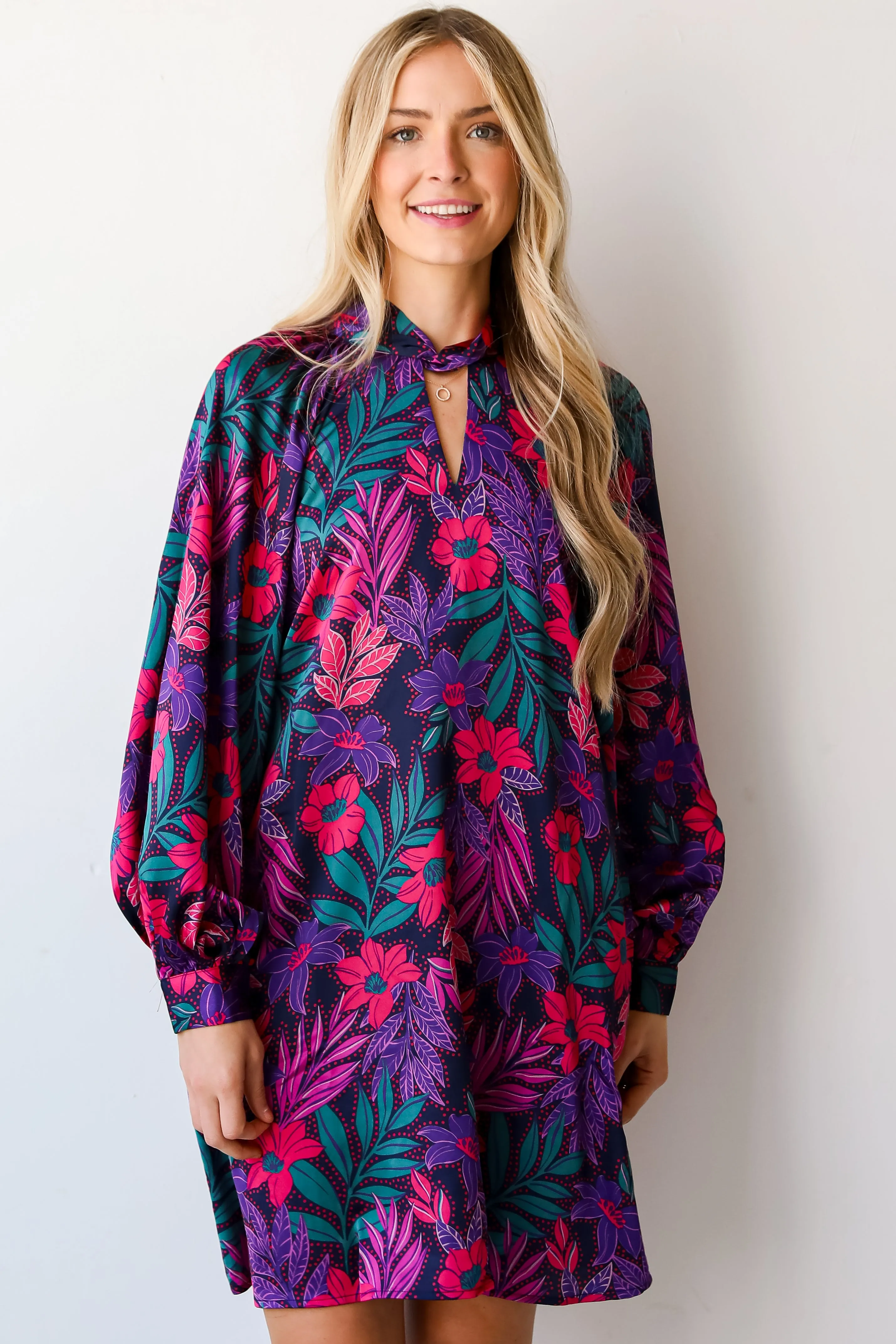 FINAL SALE - Season Of Sophistication Floral Satin Mini Dress