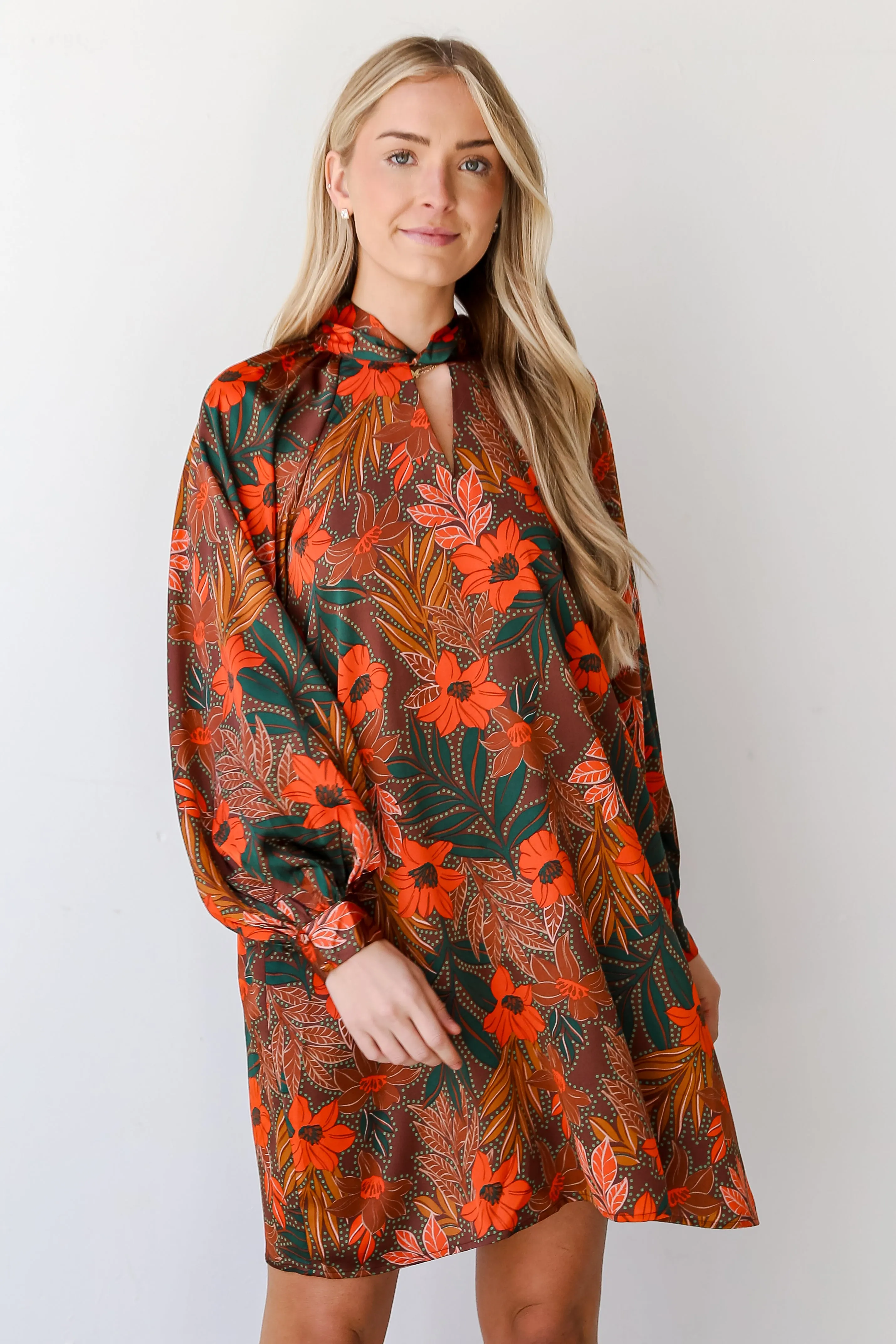 FINAL SALE - Season Of Sophistication Floral Satin Mini Dress