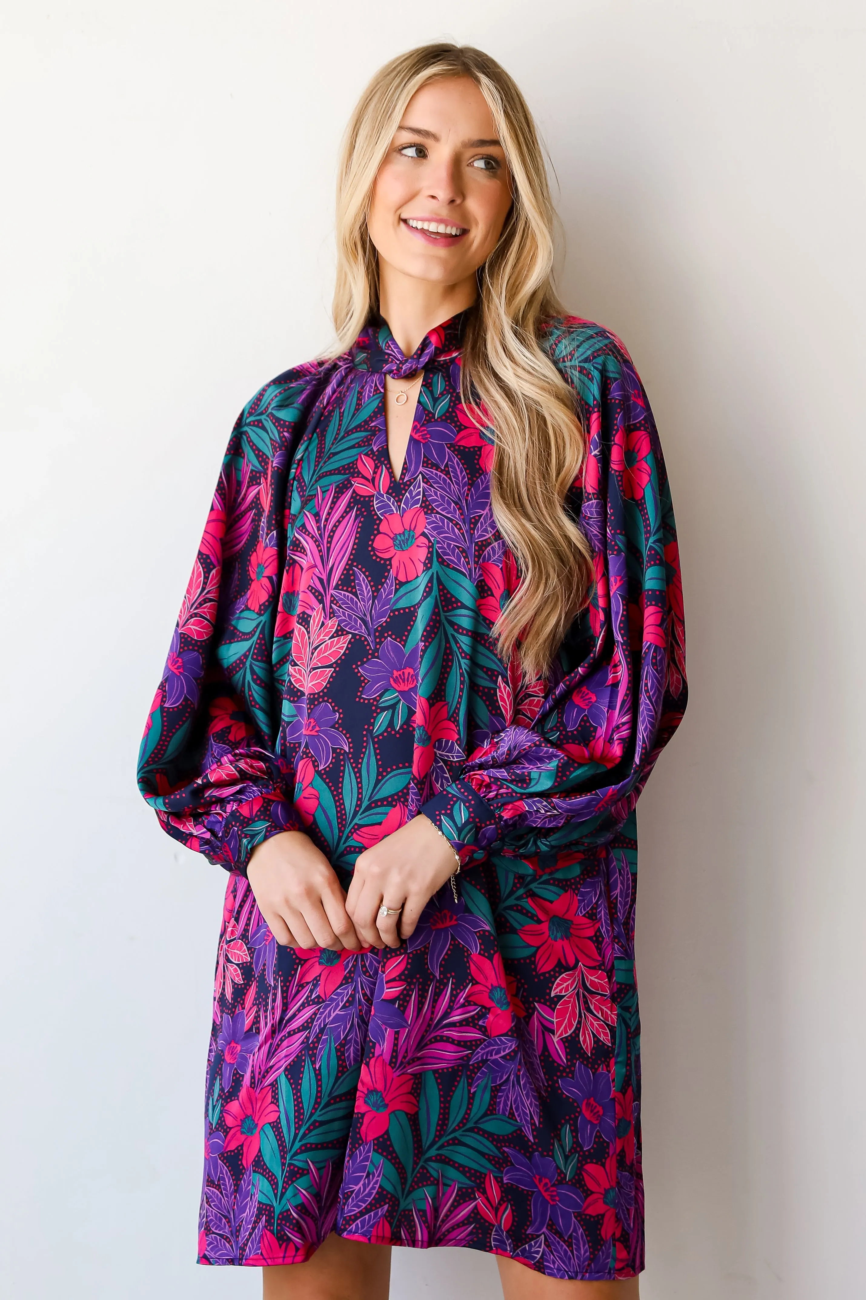 FINAL SALE - Season Of Sophistication Floral Satin Mini Dress