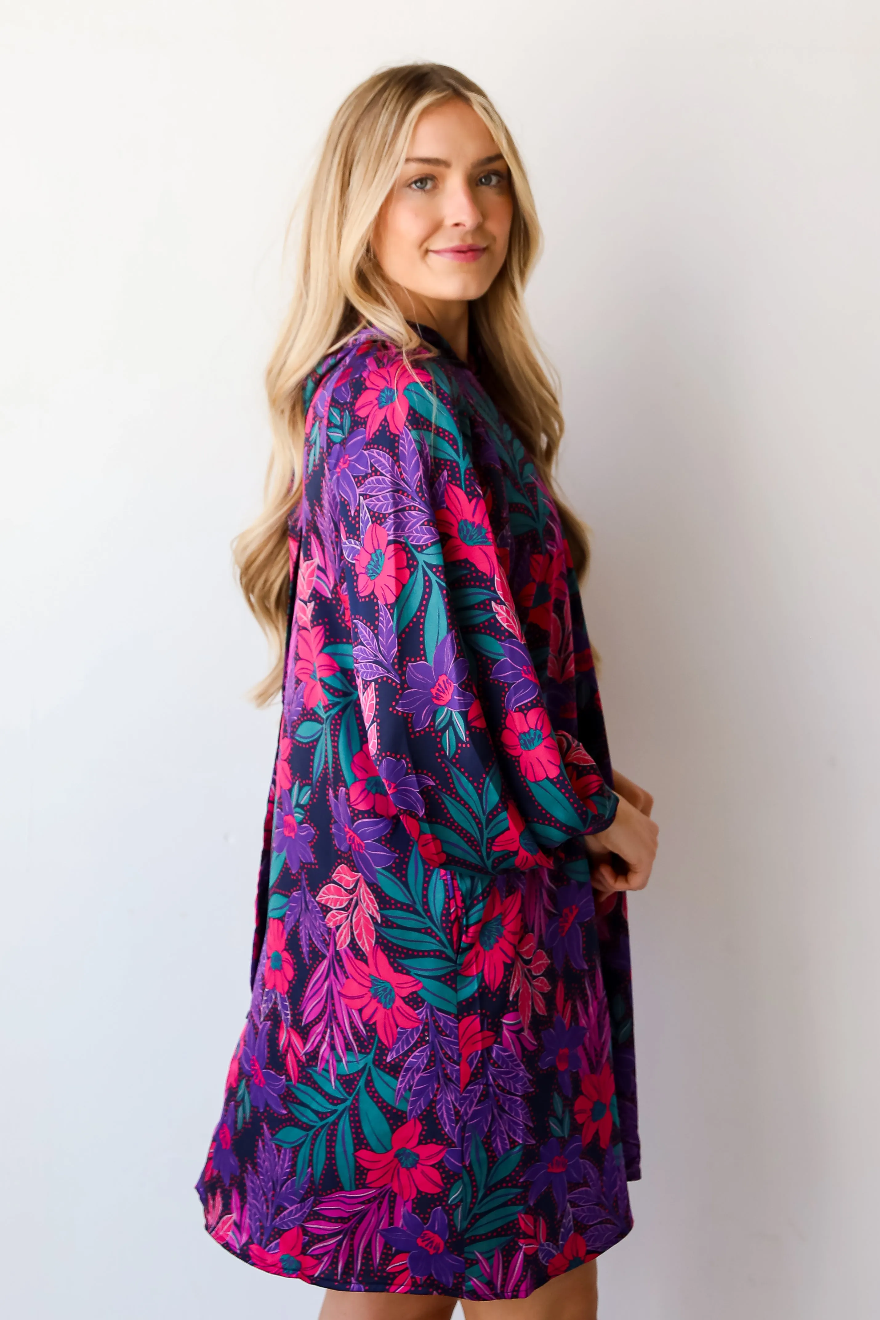 FINAL SALE - Season Of Sophistication Floral Satin Mini Dress
