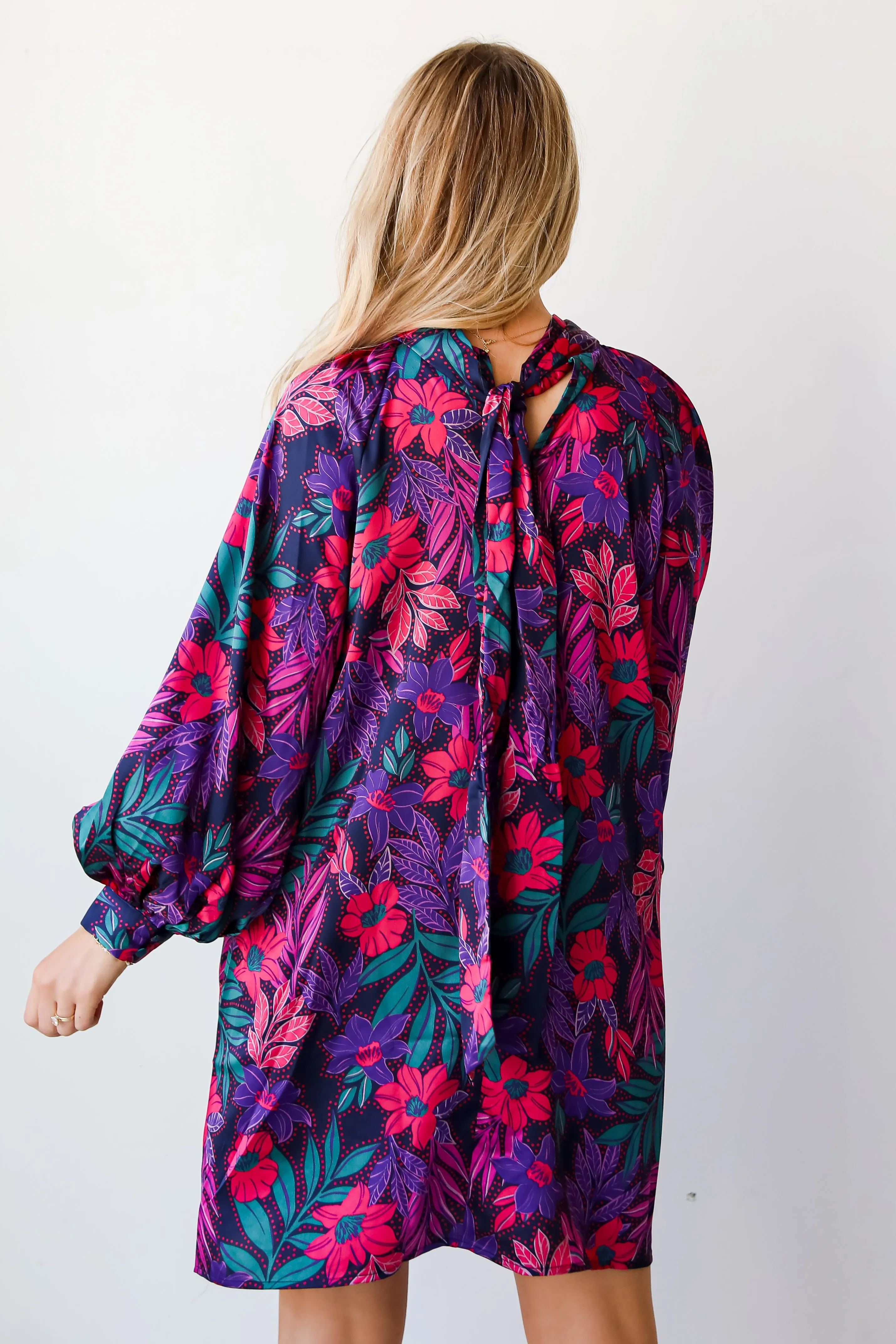 FINAL SALE - Season Of Sophistication Floral Satin Mini Dress