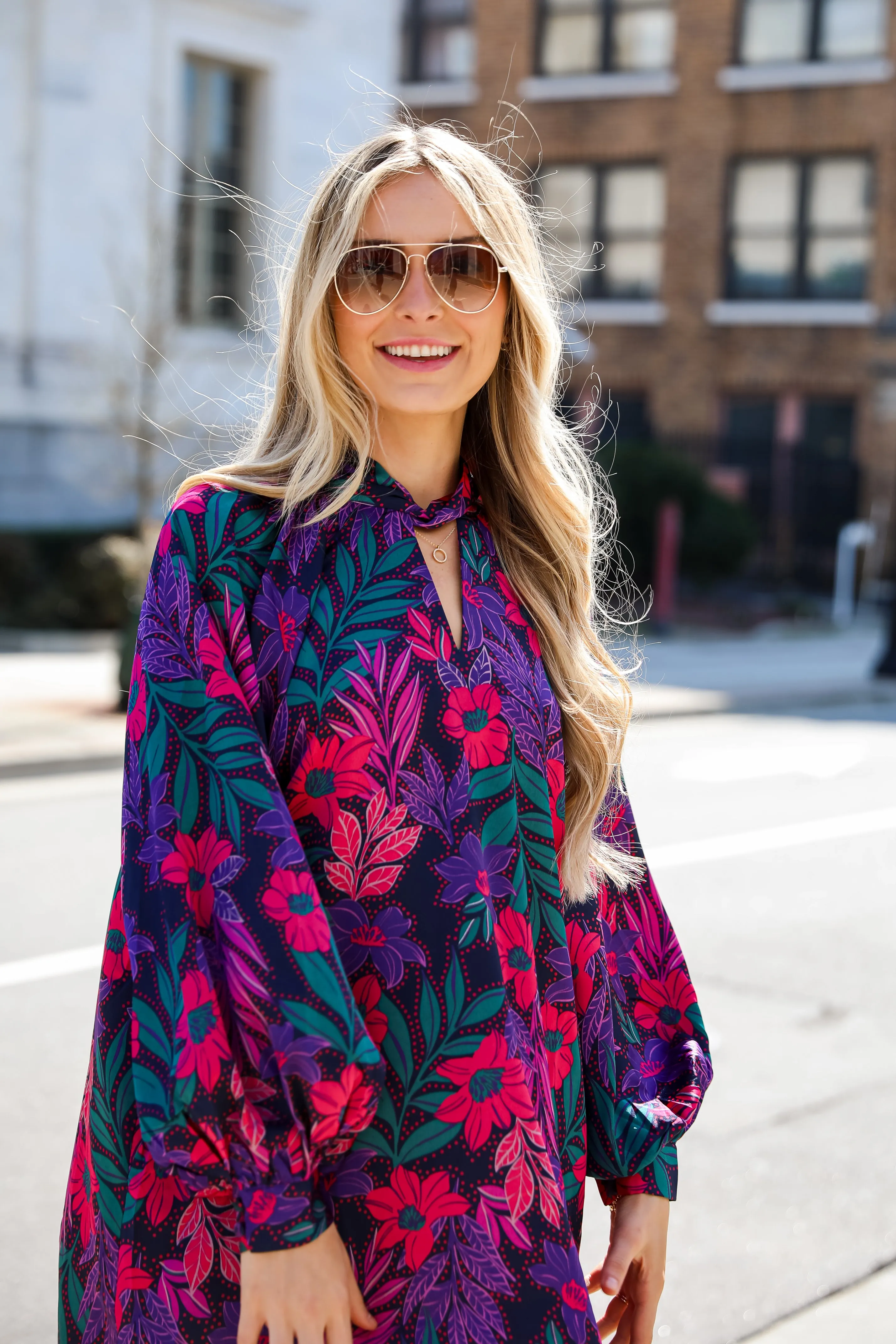 FINAL SALE - Season Of Sophistication Floral Satin Mini Dress