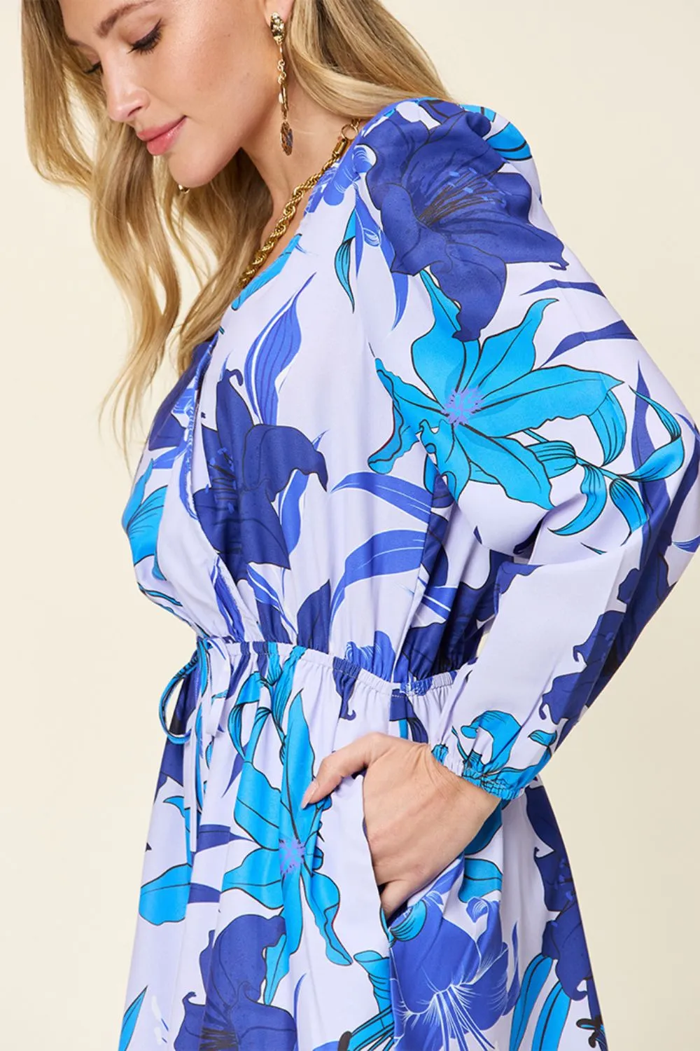 Floral Long Sleeve Romper with Pockets