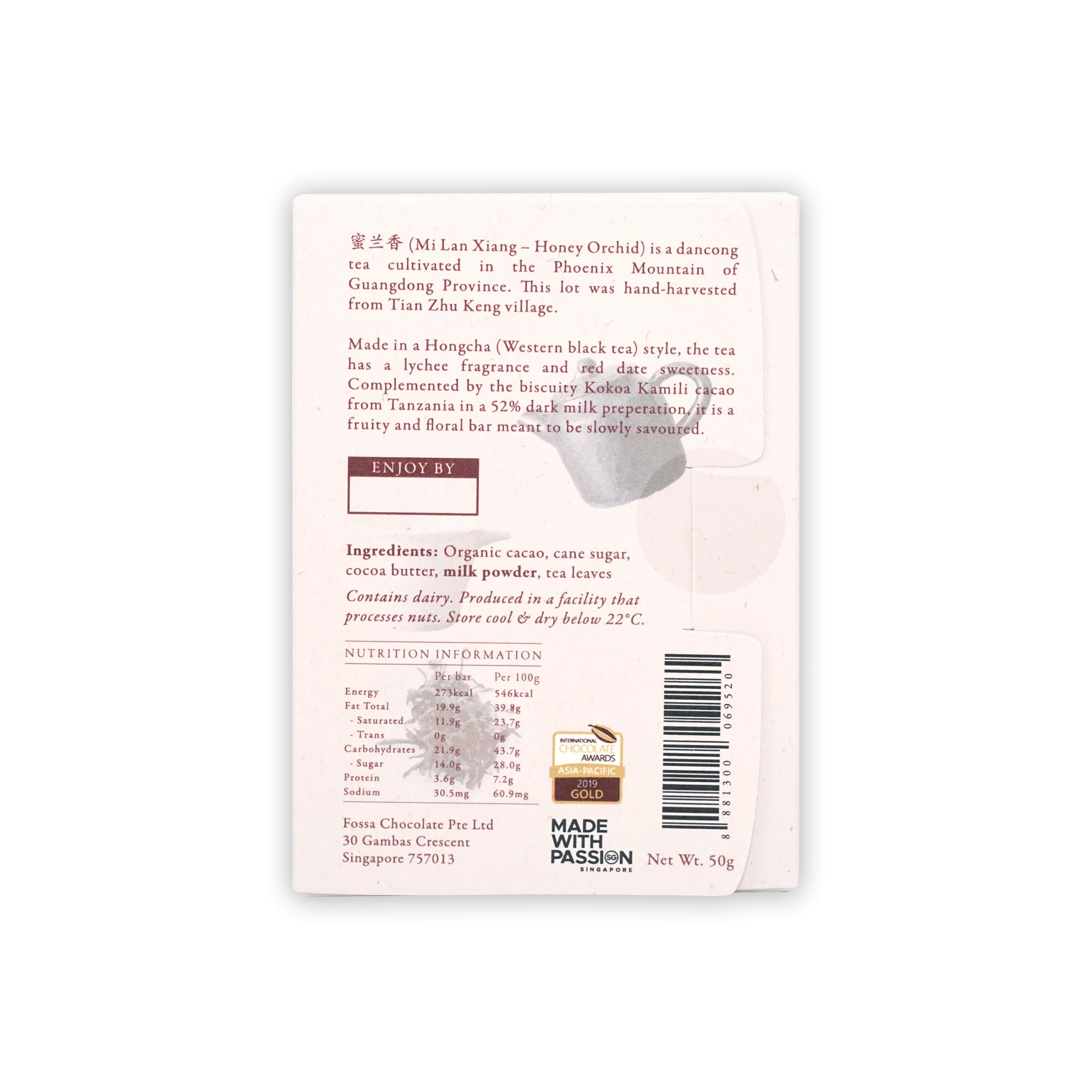 Fossa Milk Chocolate Honey Orchid Dancong Hongcha 52%