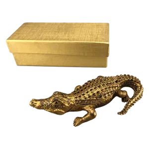 Gilded Alligator Trinket Box - Brown