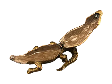 Gilded Alligator Trinket Box - Brown