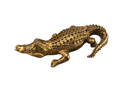 Gilded Alligator Trinket Box - Brown