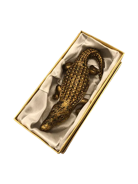 Gilded Alligator Trinket Box - Brown