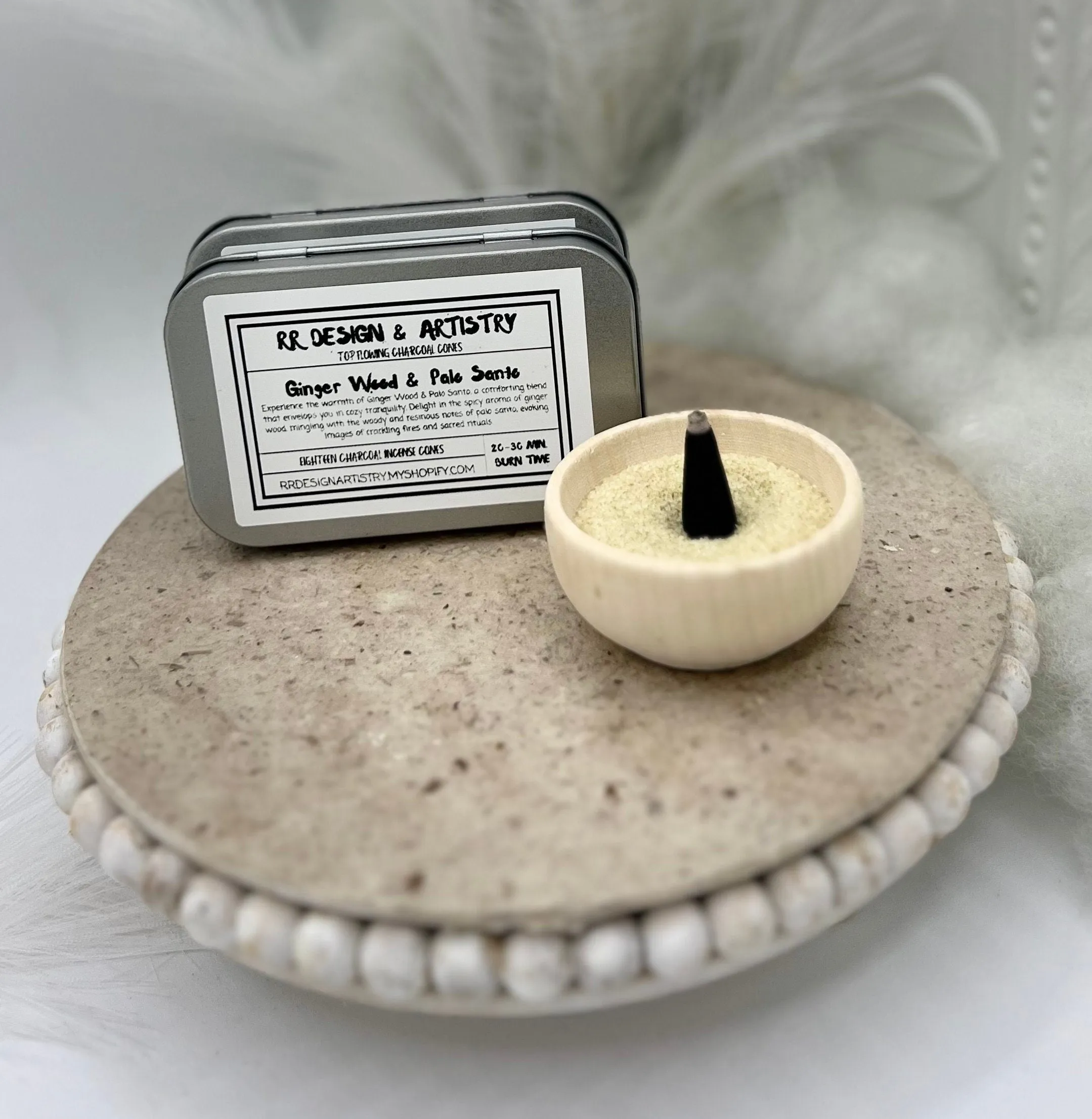 Ginger Wood & Palo Santo Top Flowing Charcoal Incense Cones