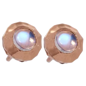 Hammered Rose Gold Moonstone Studs