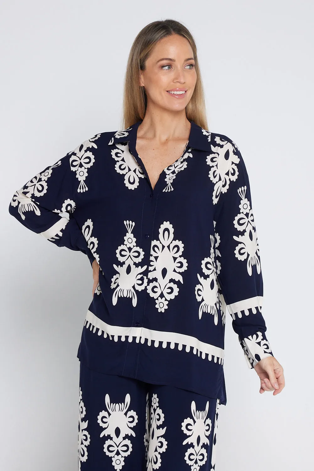 Karishma Shirt - Navy/White