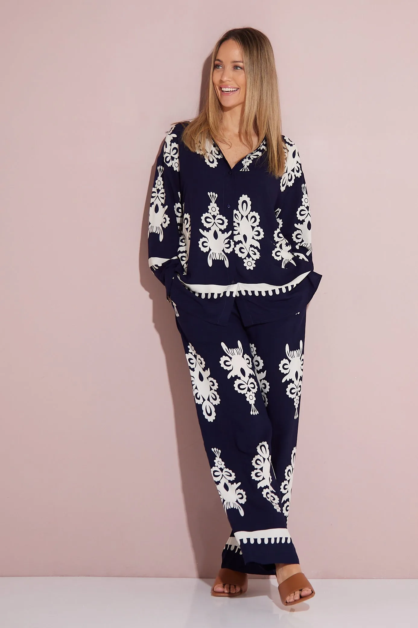 Karishma Shirt - Navy/White