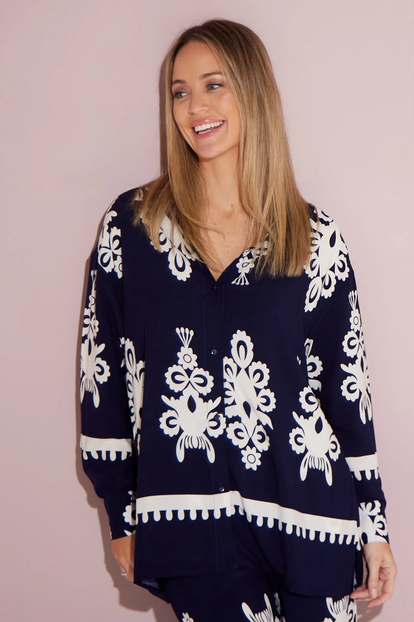 Karishma Shirt - Navy/White