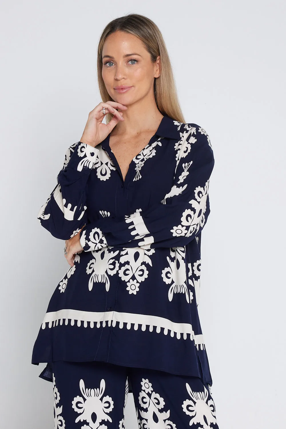 Karishma Shirt - Navy/White