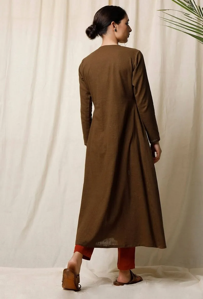 Mehendi Cotton Slub Kurta