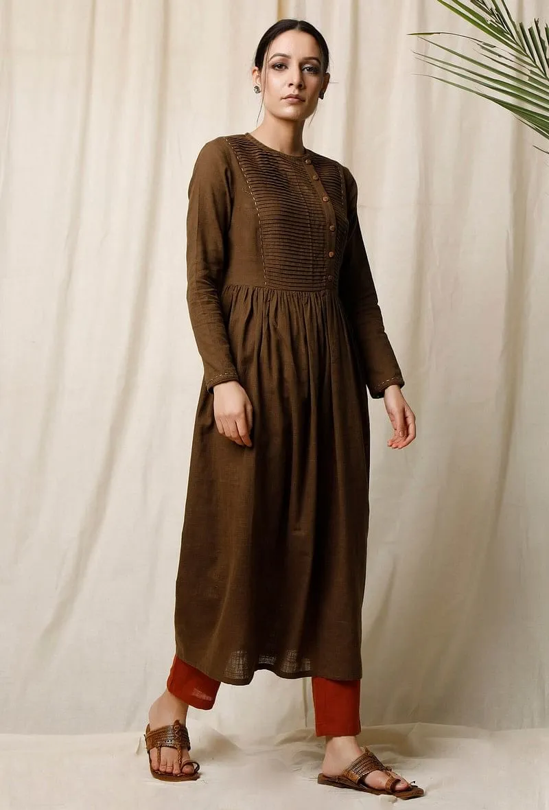 Mehendi Cotton Slub Kurta