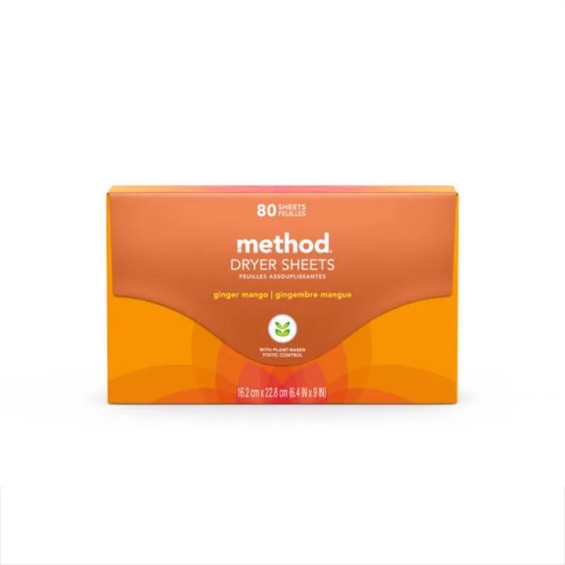 Method Ginger Mango Scent Dryer Sheets Sheets 80 pk