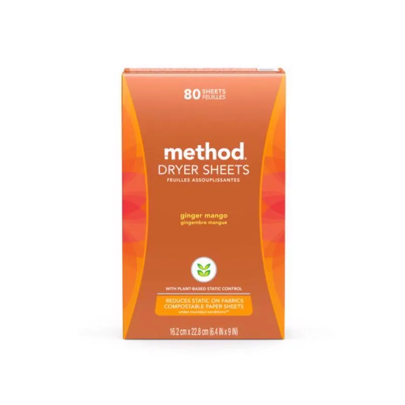 Method Ginger Mango Scent Dryer Sheets Sheets 80 pk