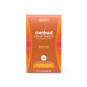 Method Ginger Mango Scent Dryer Sheets Sheets 80 pk